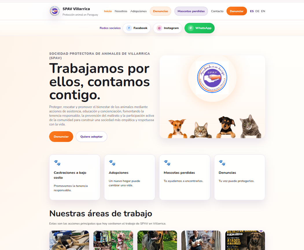 Website der Sociedad Protectora de Animales de Villarrica